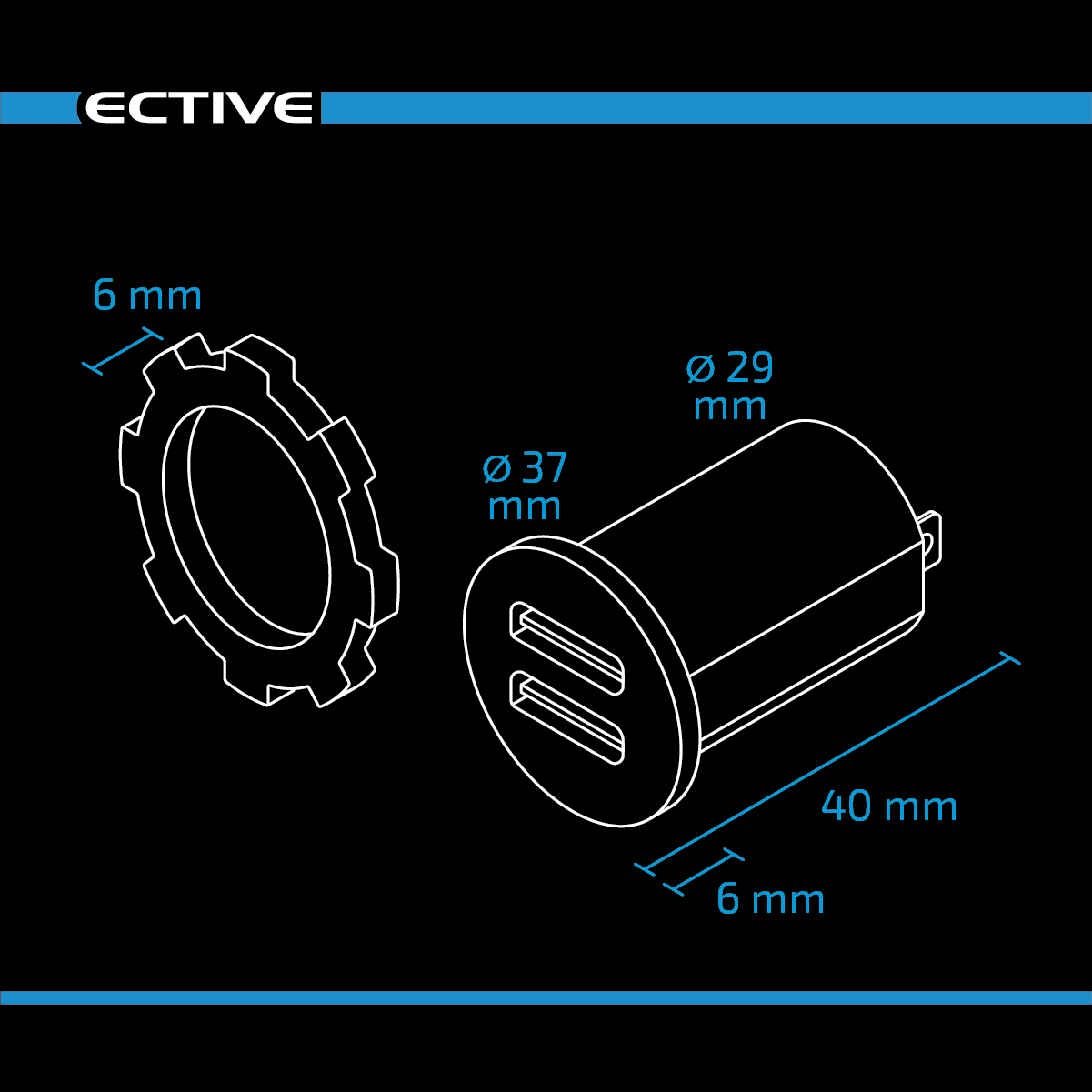 ECTIVE Dual USB-Einbaubuchse 5V 1/2,1A