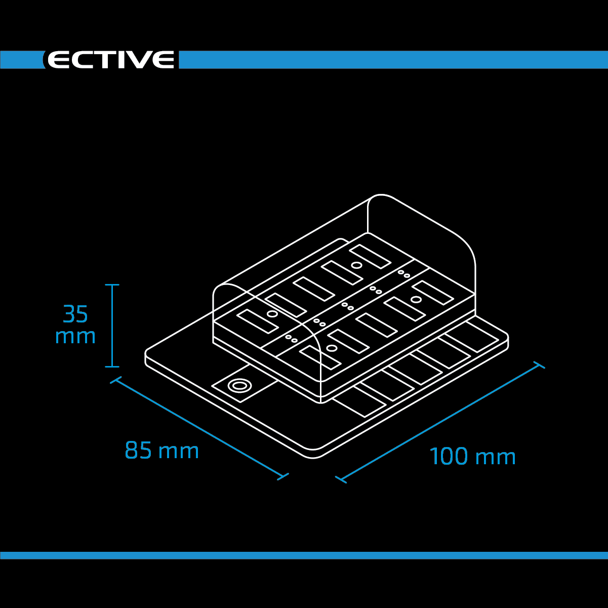 ECTIVE KFZ-Flachsicherungshalter für 12 Sicherungen 30A/32V DC