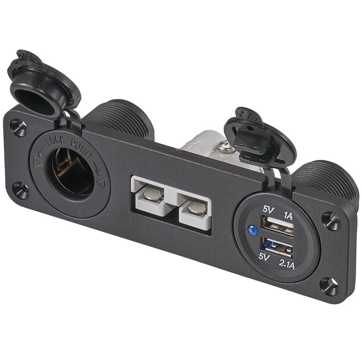 ECTIVE KFZ-Einbaukonsole mit Anderson 50A 12/24V Bordspannungssteckdose, 2x USB