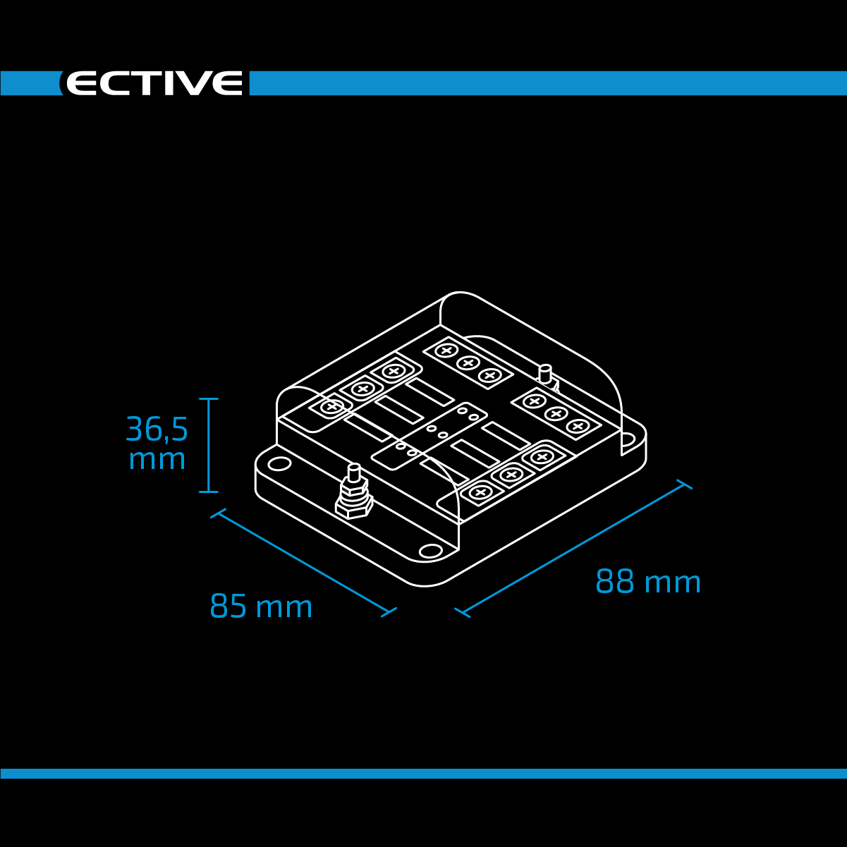ECTIVE Flachsicherungshalter mit 6x Negativ-Schraubanschluss 30A/32V DC
