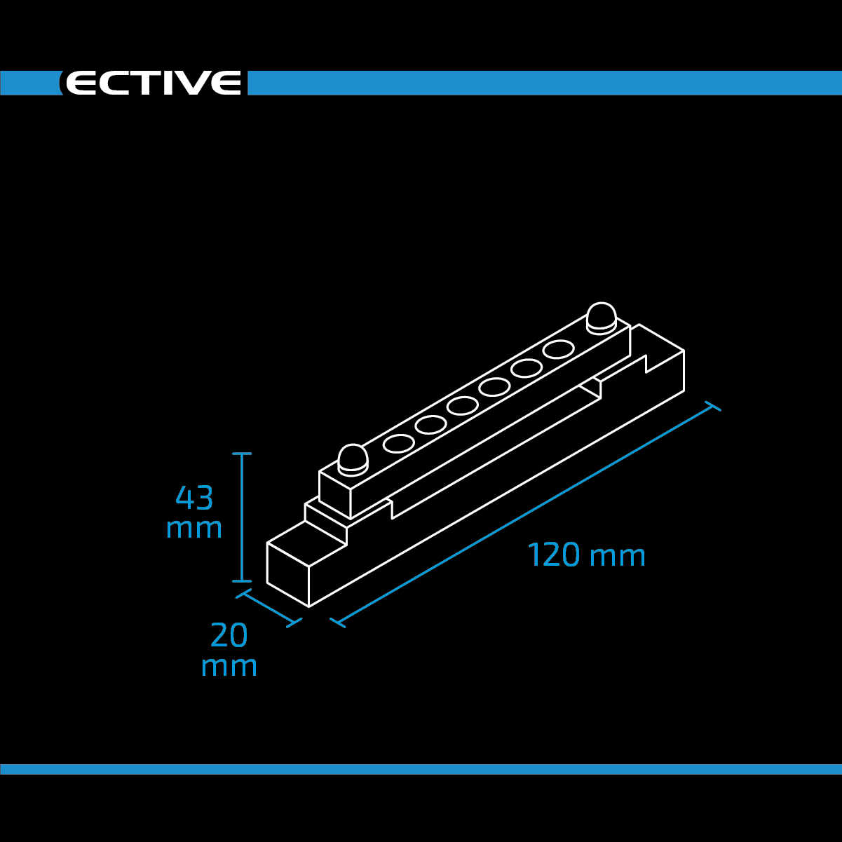 ECTIVE Stromverteilerschiene mit Unterleiste 6-fach 150A DC/AC