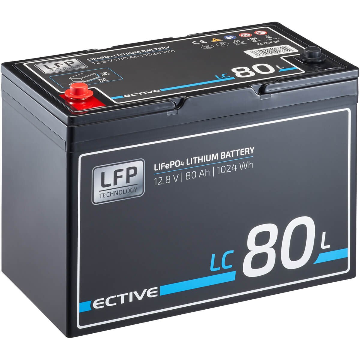 ECTIVE LC 80L 12V LiFePO4 Versorgungsbatterie 80Ah
