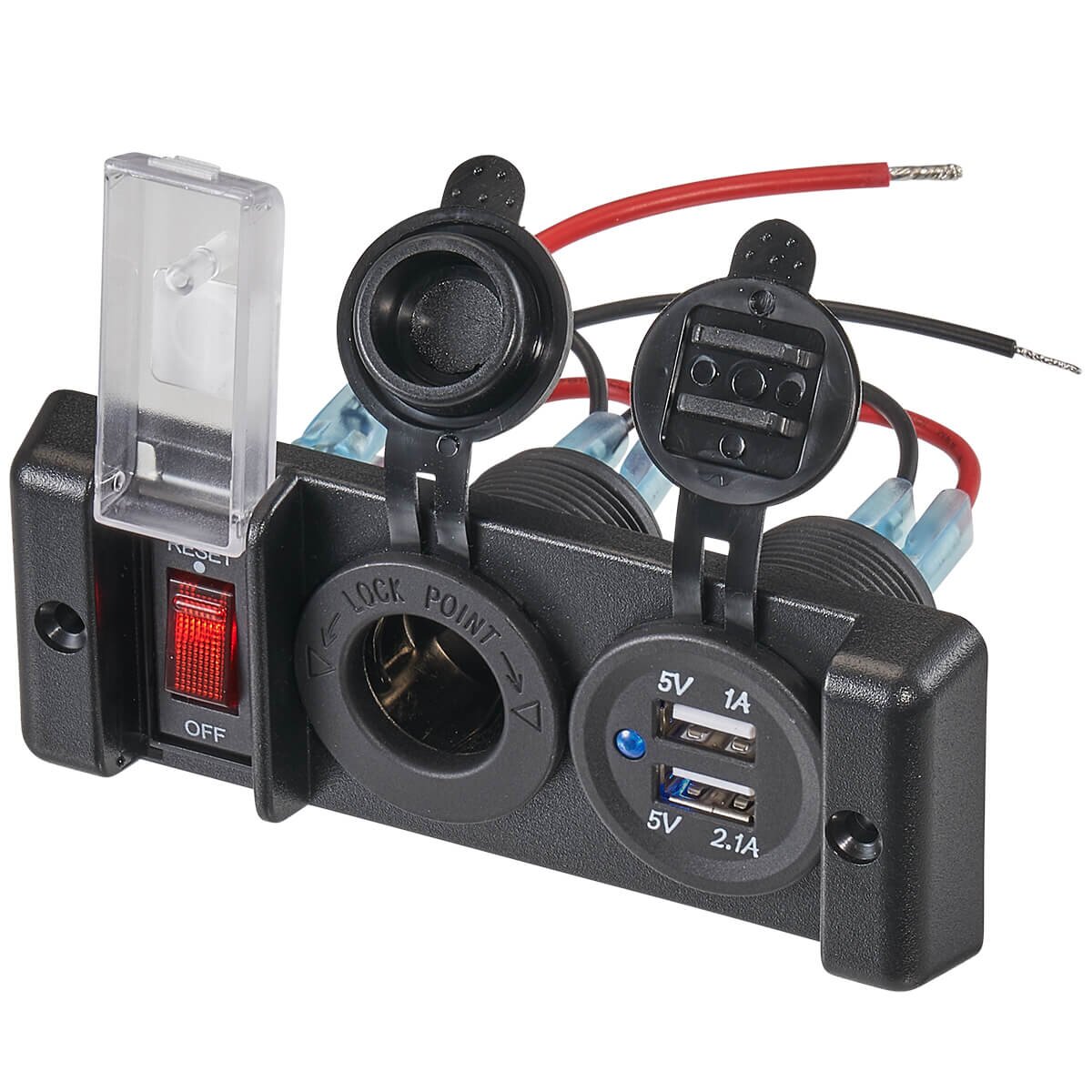 ECTIVE KFZ-Einbaukonsole mit 2x USB und 12V-Bordspannungssteckdose