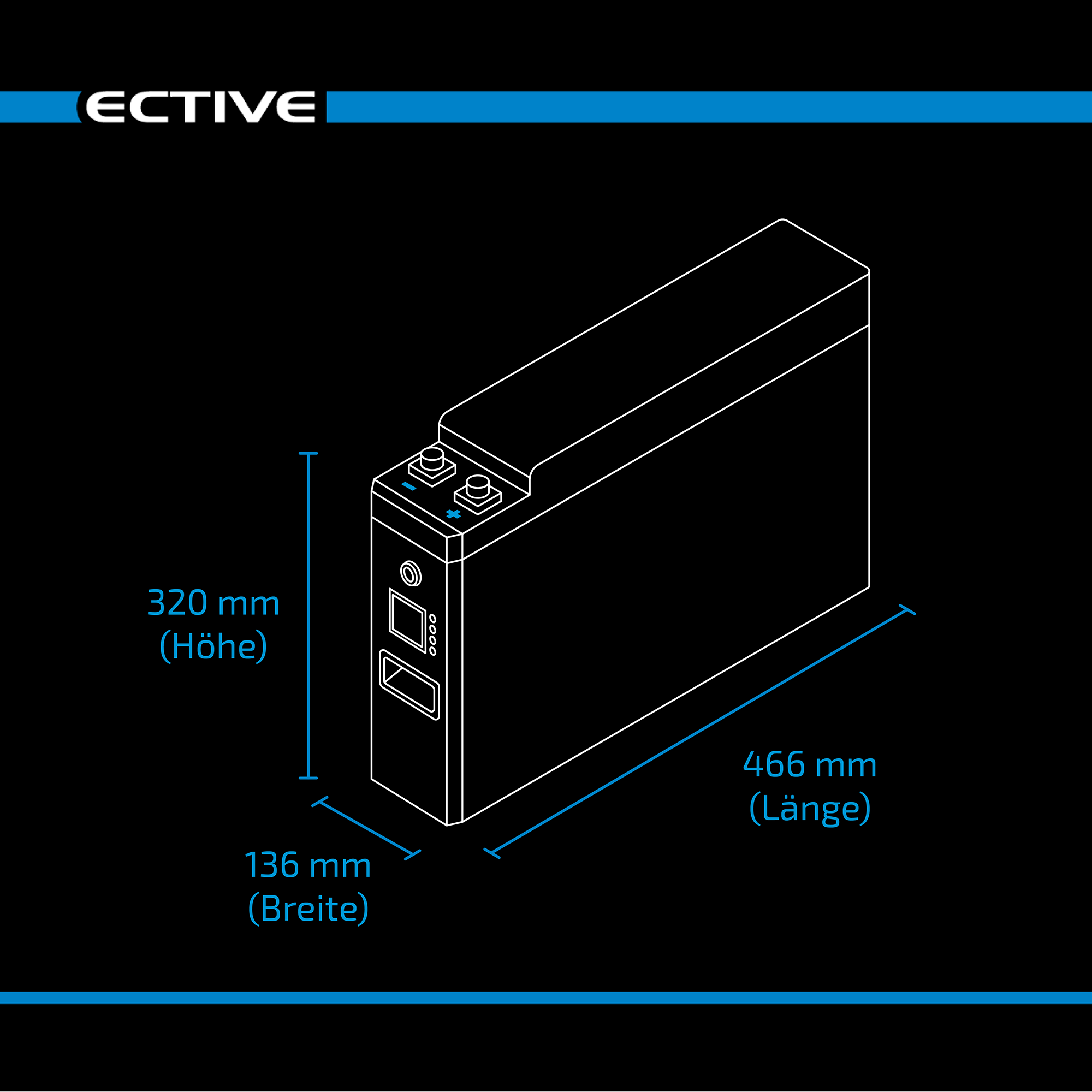 ECTIVE LC 200L LT Slim 12V LiFePO4 Lithium 200Ah