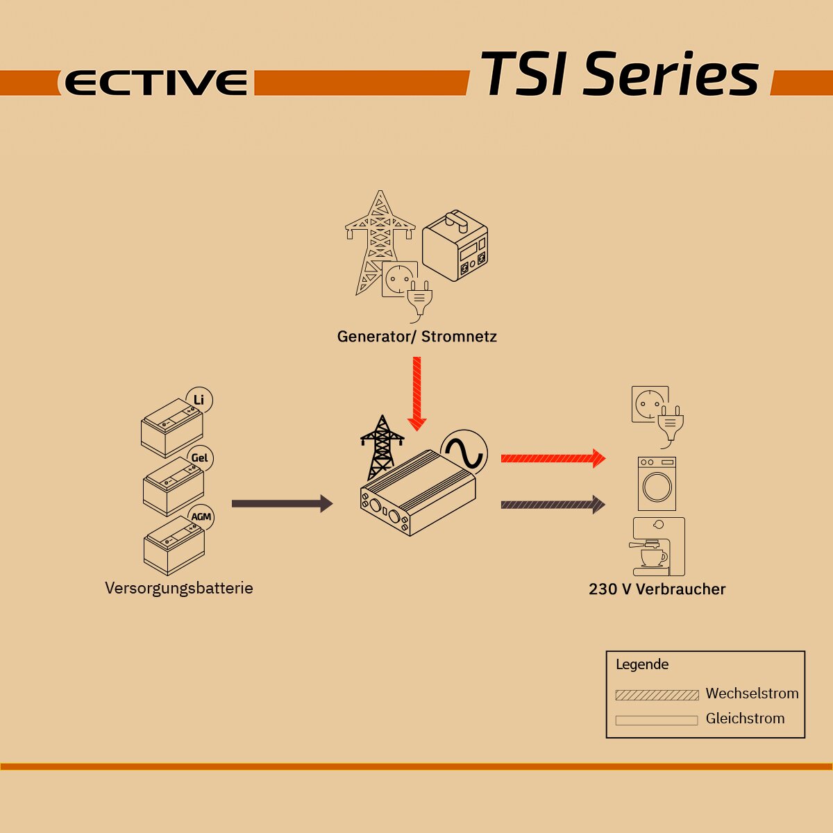 ECTIVE TSI 10 1000W 12V Sinus-Wechselrichter
