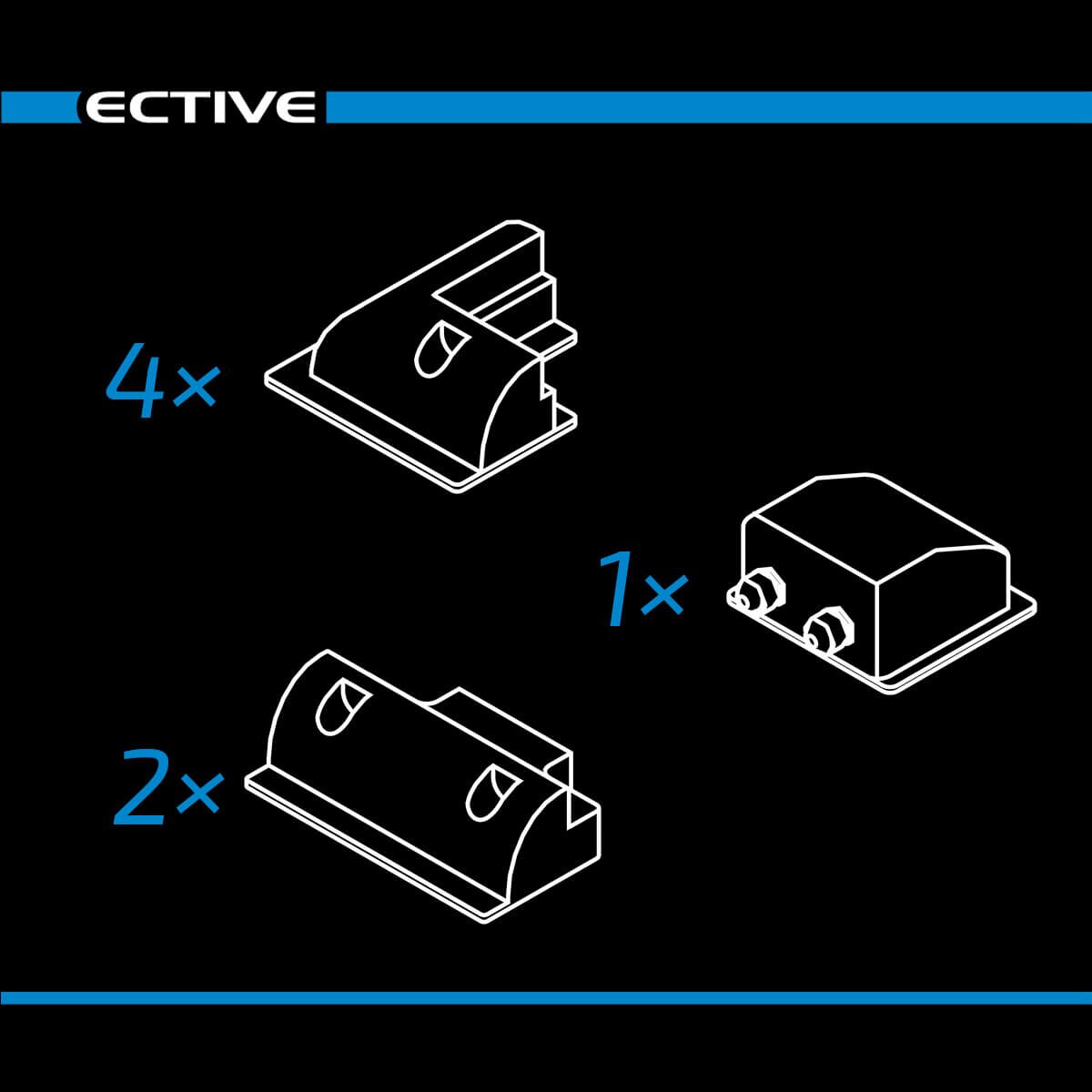 ECTIVE 7-teiliges kurzes Befestigungs-Komplettset für Solarinstallation (weiß)