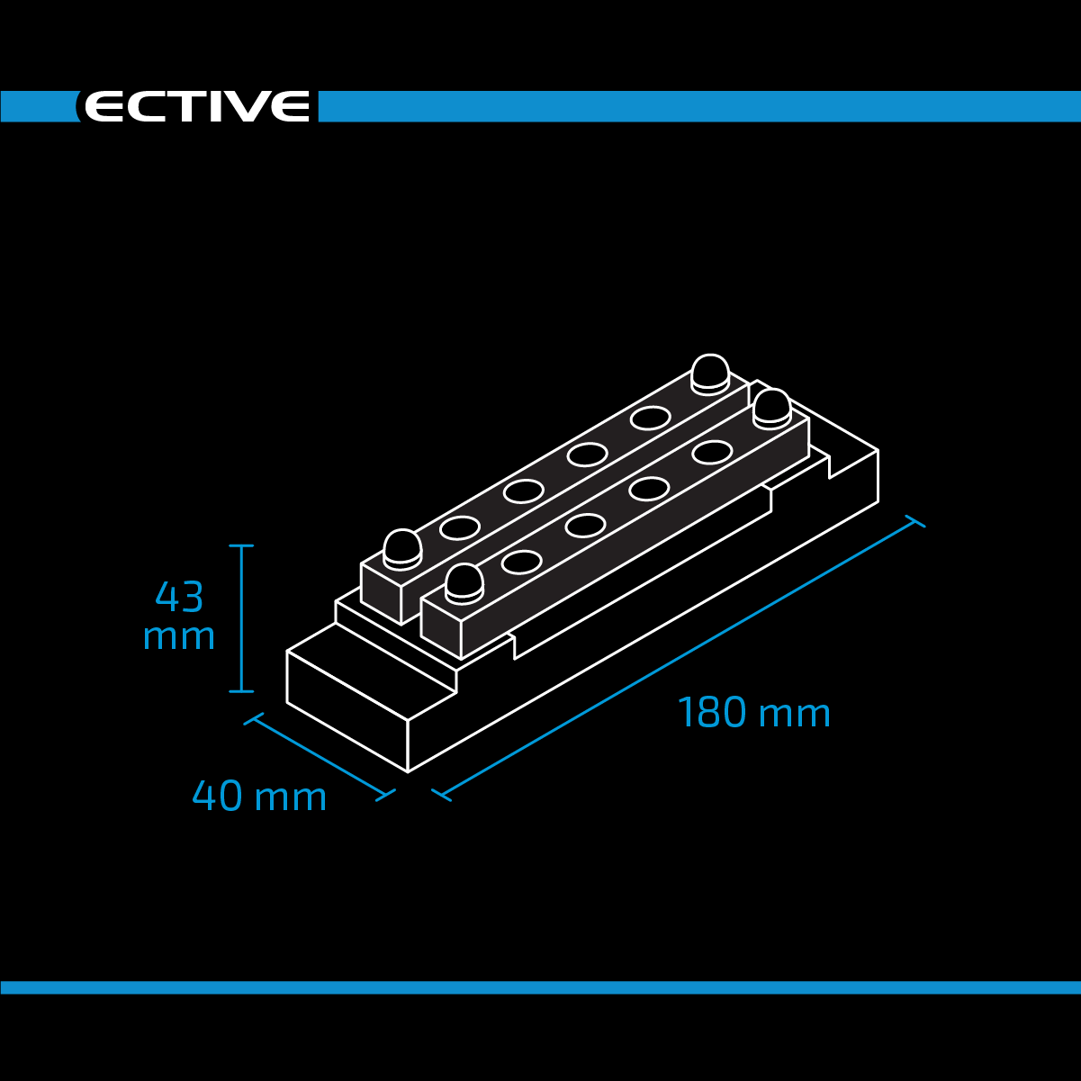 ECTIVE Dual-Stromverteilerschiene mit Unterleiste 2x4-fach 150A DC/AC