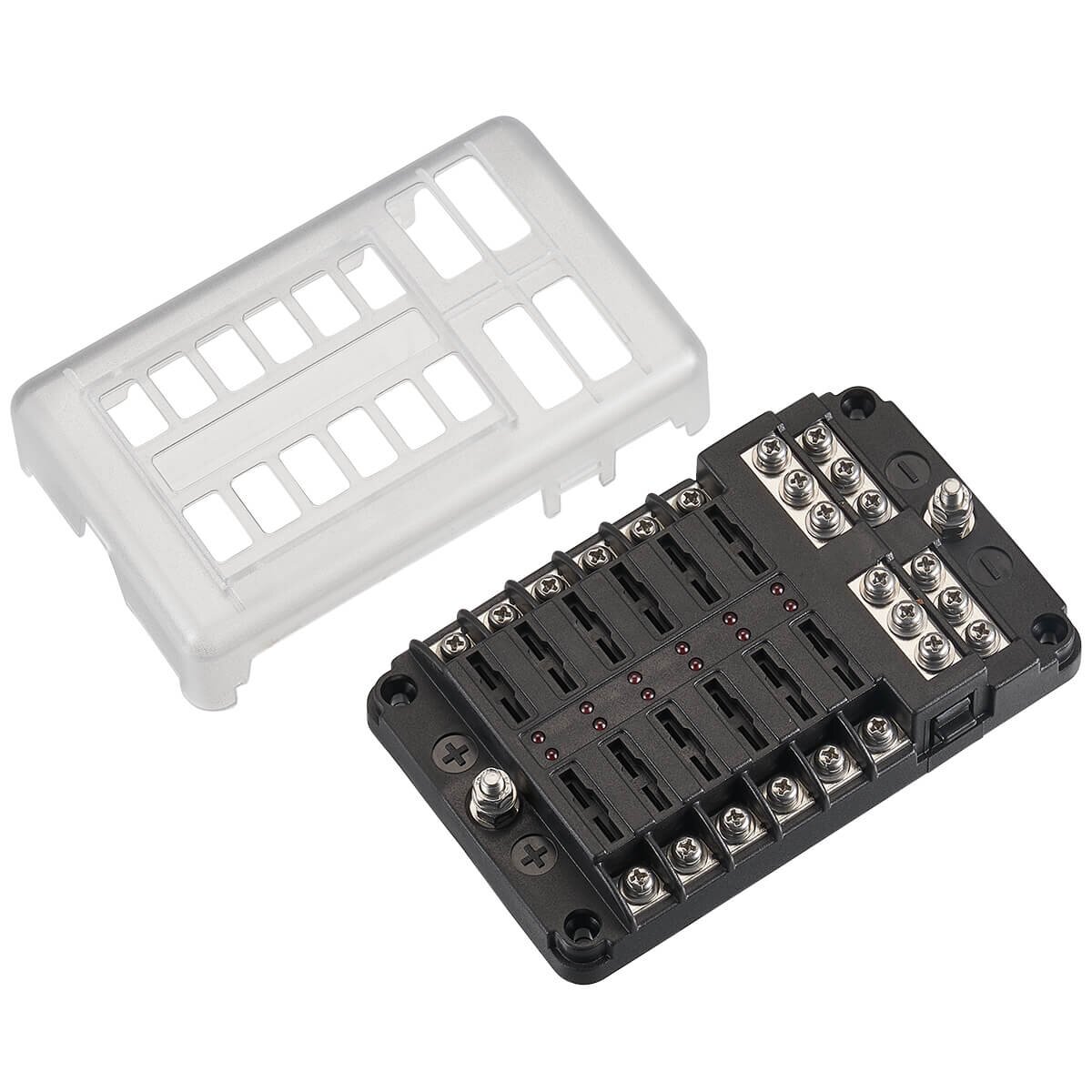 ECTIVE Flachsicherungshalter mit 12x Negativ-Schraubanschluss 30A/32V