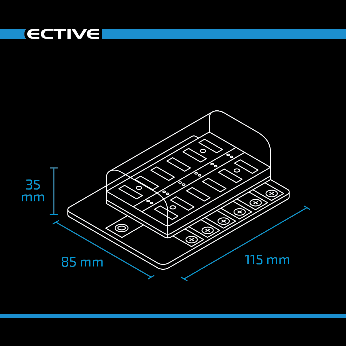 ECTIVE KFZ-Flachsicherungshalter für 12 Sicherungen 30A/32V DC