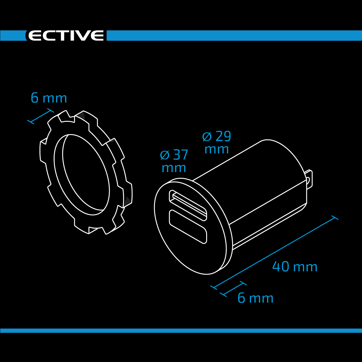 ECTIVE USB 3.0 Einbaubuchse mit Spannungsanzeige 12/24V